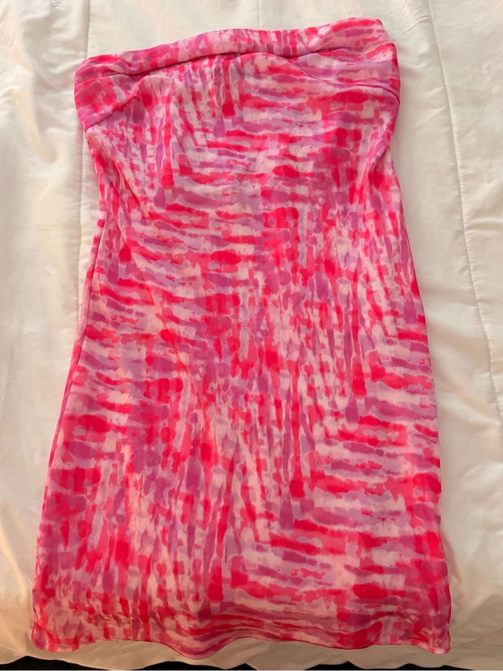 Skatie Strapless Mini Dress in Hot Pink and Light Purple